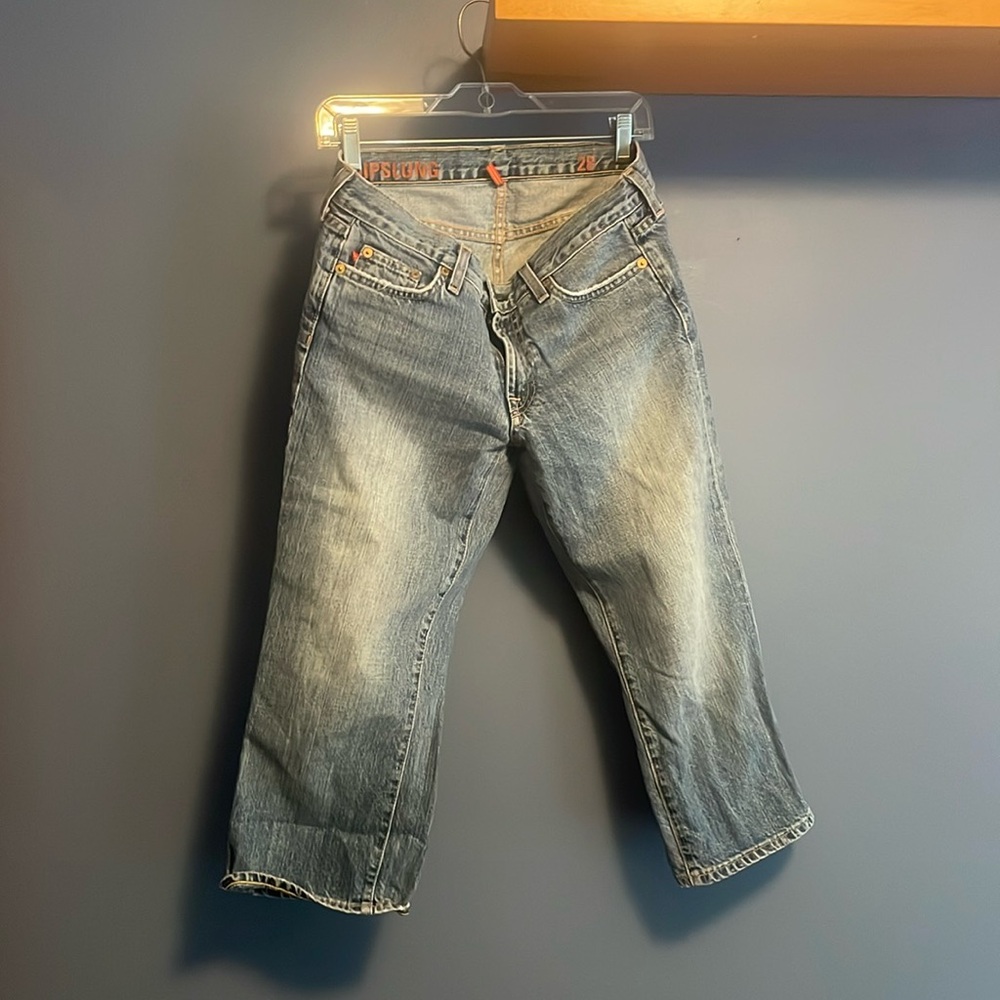 Women’s Light Blue Washed Denim Cropped Jeans